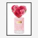 Donna Rosa Perfume Red Heart Flowers Art Print