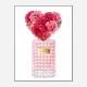 Donna Rosa Perfume Red Heart Flowers Art Print