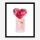 Donna Rosa Perfume Red Heart Flowers Art Print