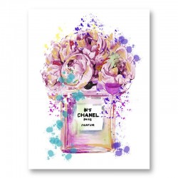 Chanel No 5 Pink Flowers Art Print