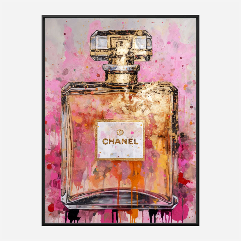 Chanel No 5 Pink & Gold Abstract Perfume Bottle Art Print