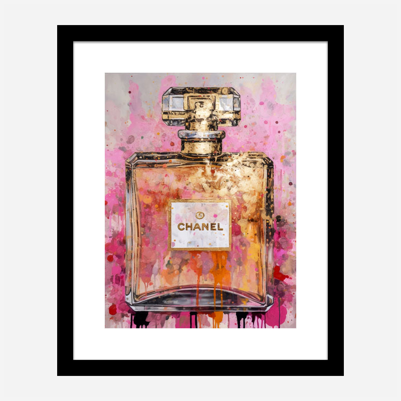 Chanel No 5 Pink & Gold Abstract Perfume Bottle Art Print