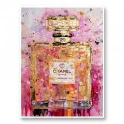 Chanel No 5 Pink & Gold Abstract 2 Perfume Bottle