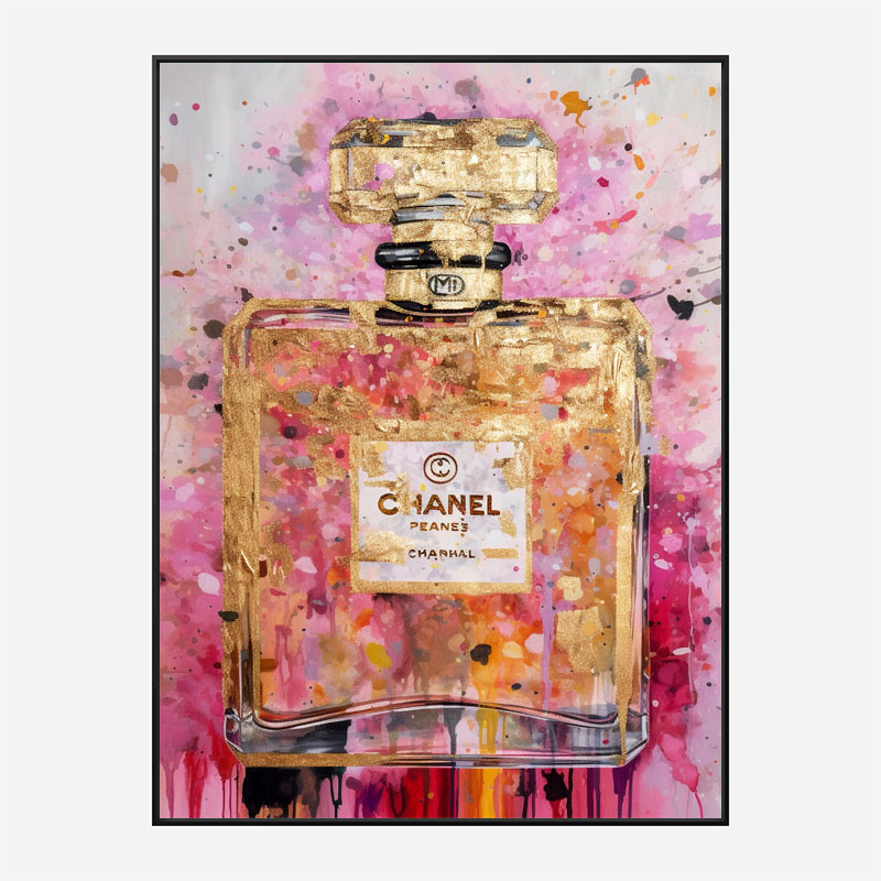 Chanel No 5 Pink & Gold Abstract 2 Perfume Bottle