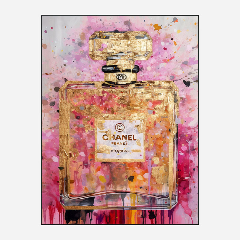 Chanel No 5 Pink & Gold Abstract 2 Perfume Bottle Art Print