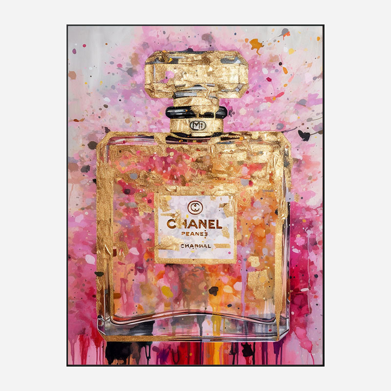 Chanel No 5 Pink & Gold Abstract 2 Perfume Bottle