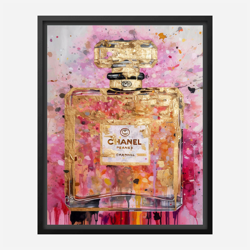 Chanel No 5 Pink & Gold Abstract 2 Perfume Bottle