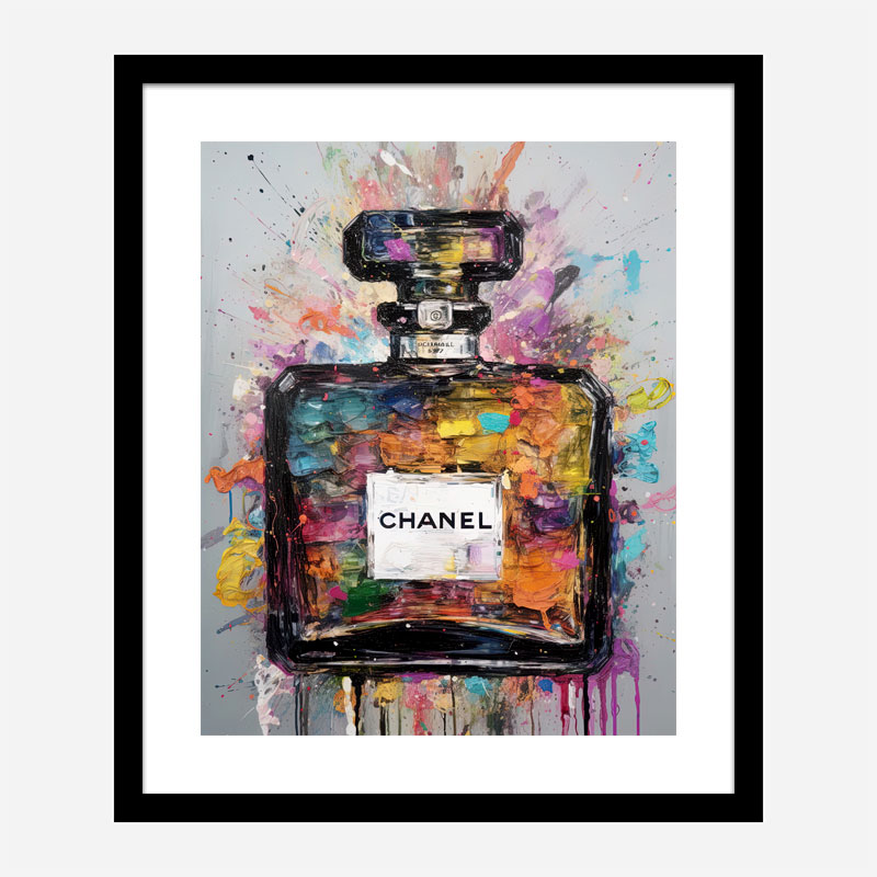 Chanel No 5 Perfume Bottle Pink Abstract Grunge Wall Art