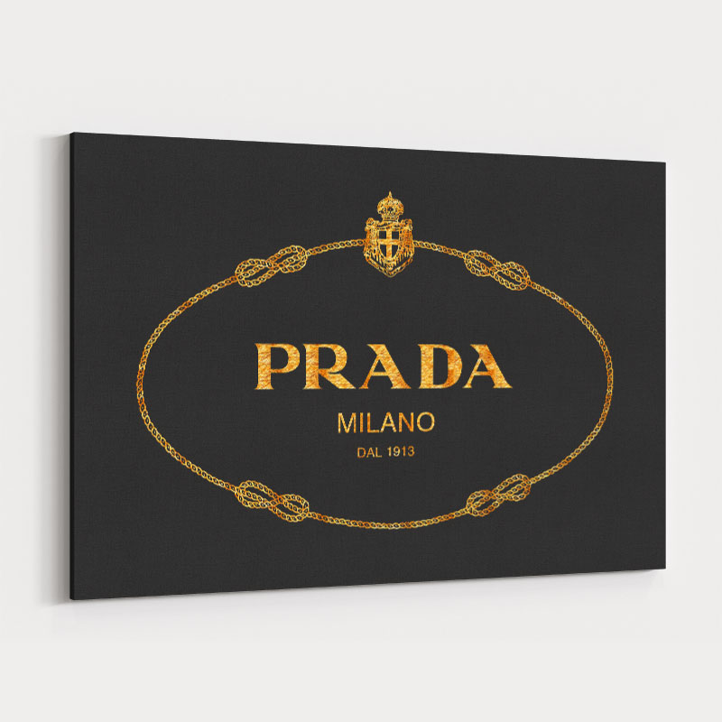 Prada Logo Black and Gold Wall Art