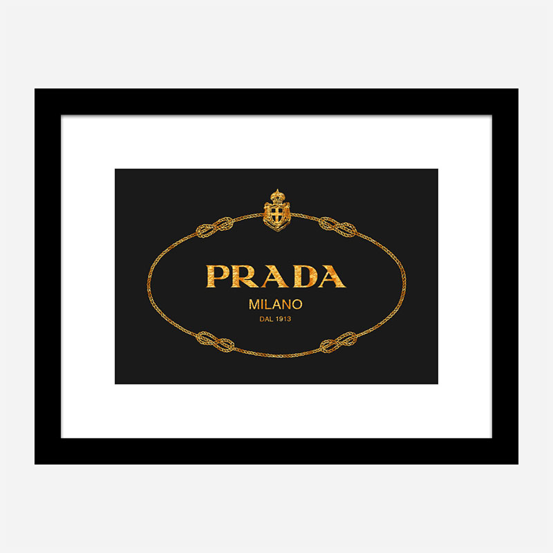 Prada Logo Black and Gold Wall Art