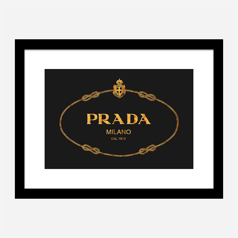 Prada Logo Black and Gold Wall Art