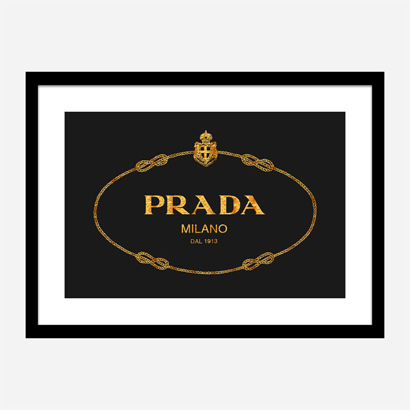 Prada Logo Black and Gold Wall Art