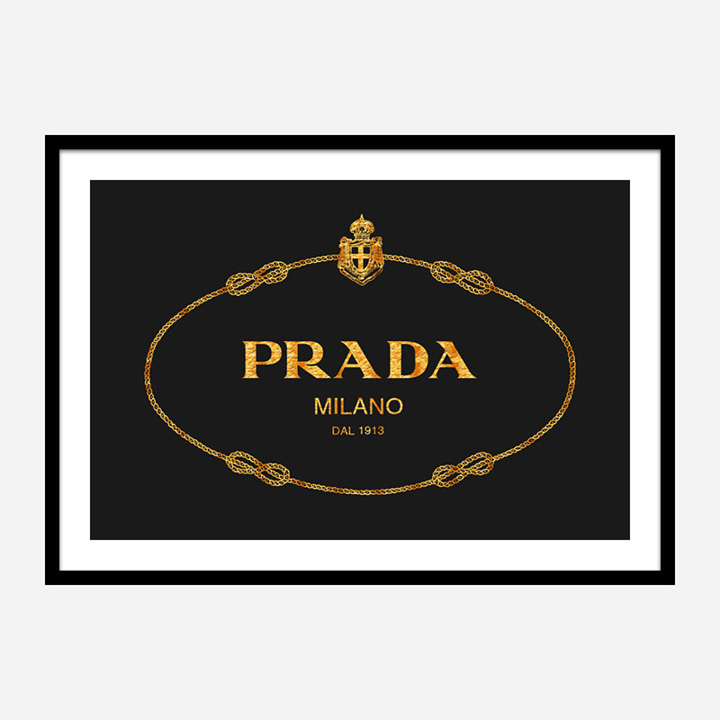 Prada Logo Black and Gold Wall Art