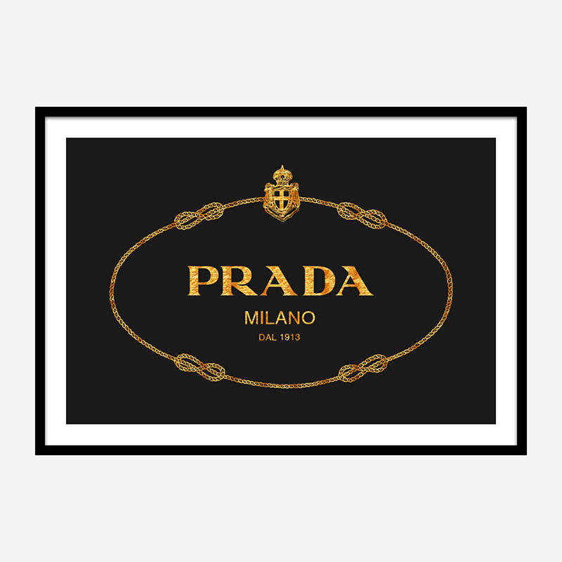 Prada Logo Black and Gold Wall Art