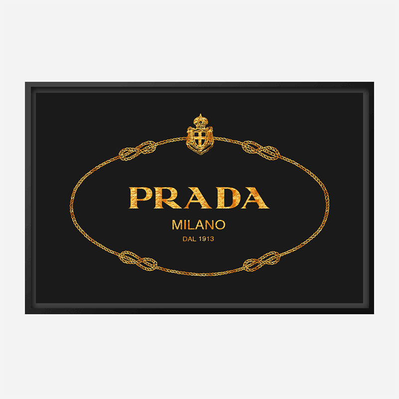 Prada Logo Black and Gold Wall Art