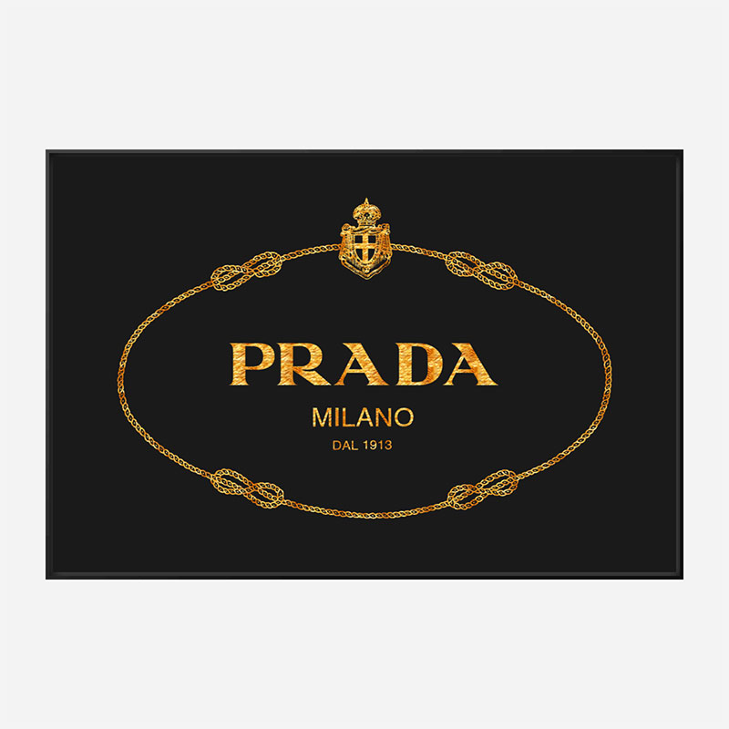 Prada Logo Black and Gold Wall Art