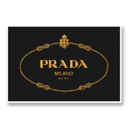 Prada Logo Black and Gold Wall Art