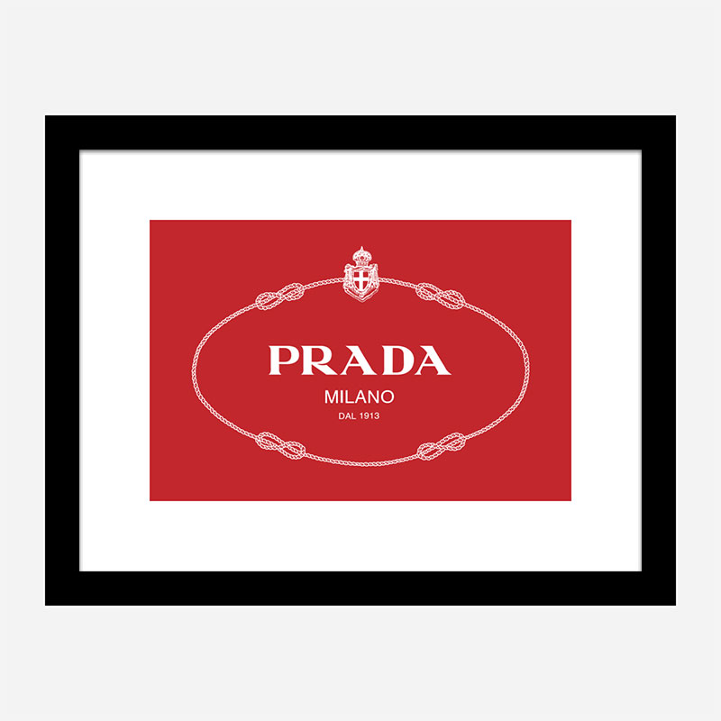 Prada Logo Red and White Wall Art