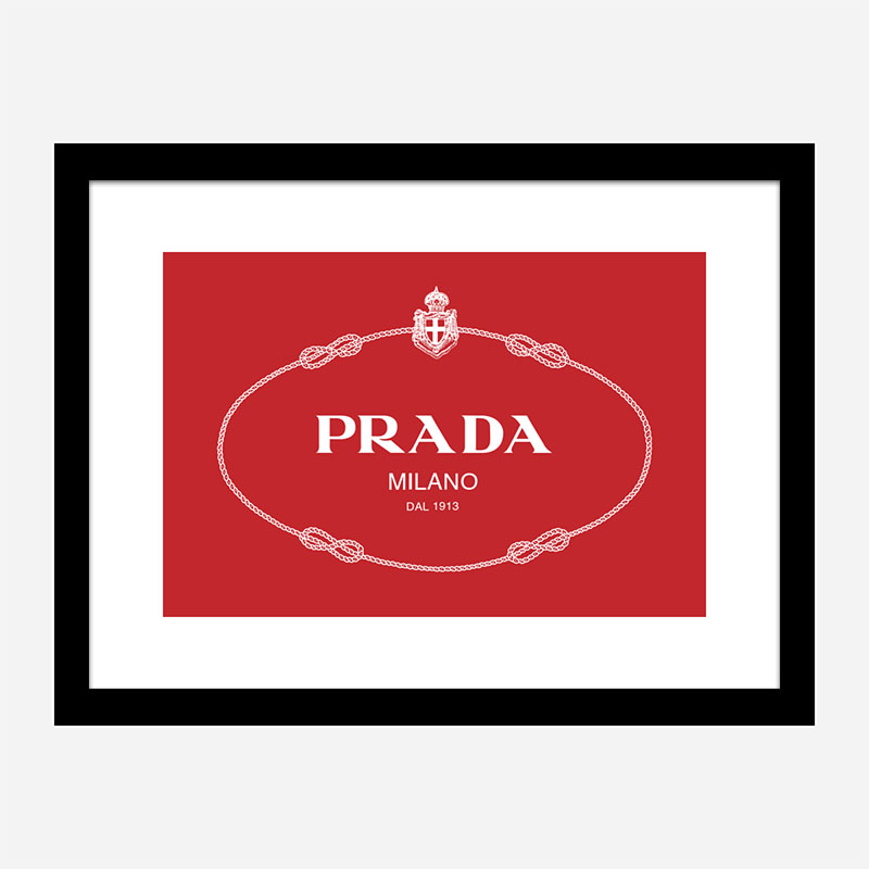 Prada Logo Red and White Wall Art