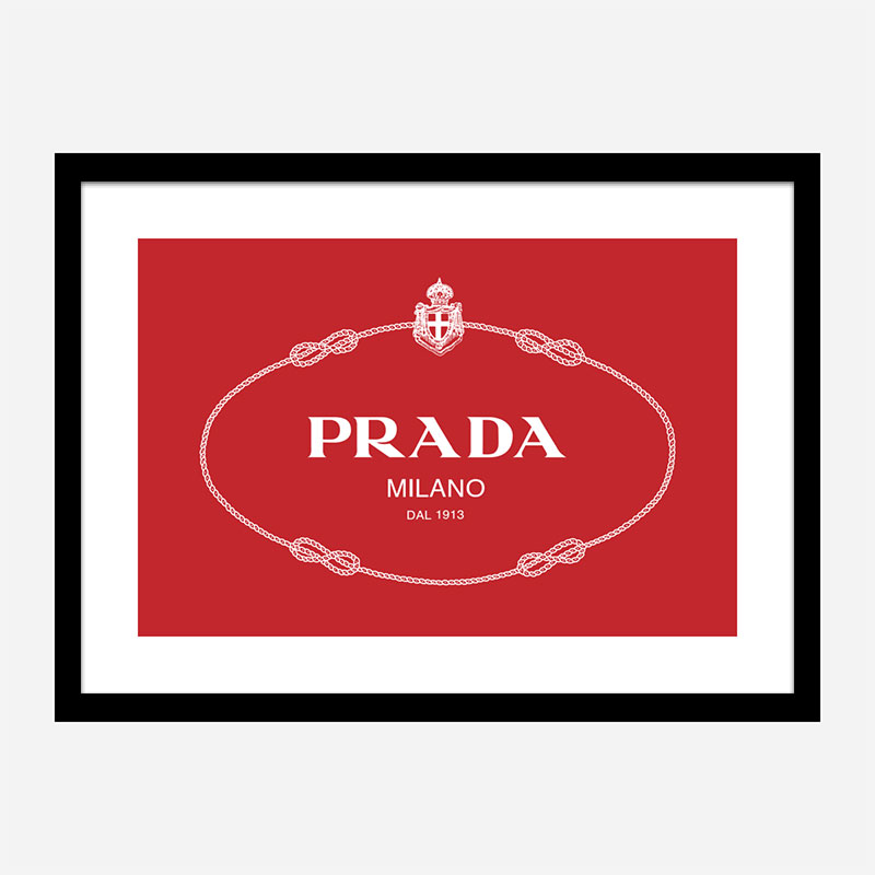 Prada Logo Red and White Wall Art