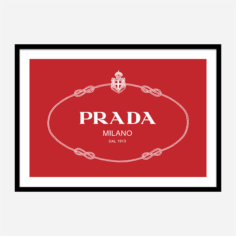 Prada Logo Red and White Wall Art