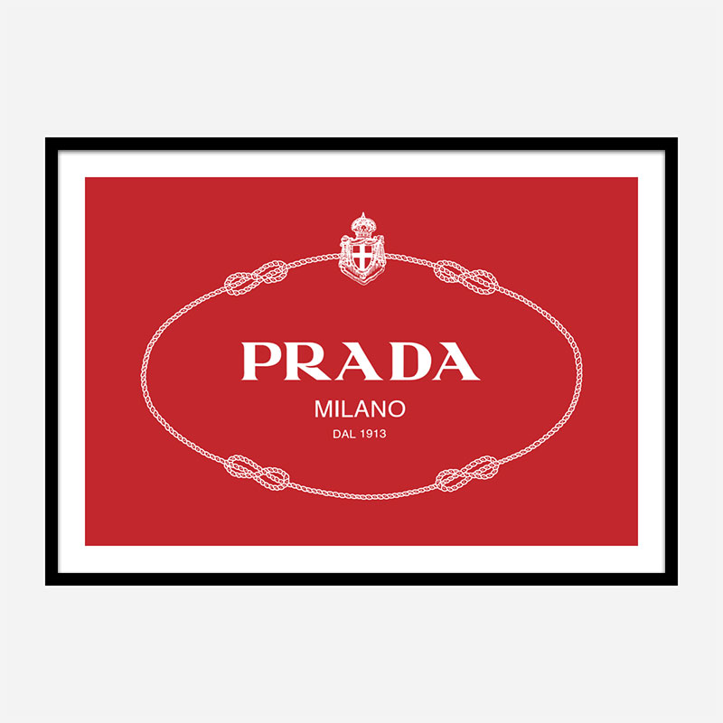 Prada Logo Red and White Wall Art