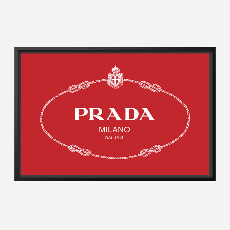 Prada Logo Red and White Wall Art