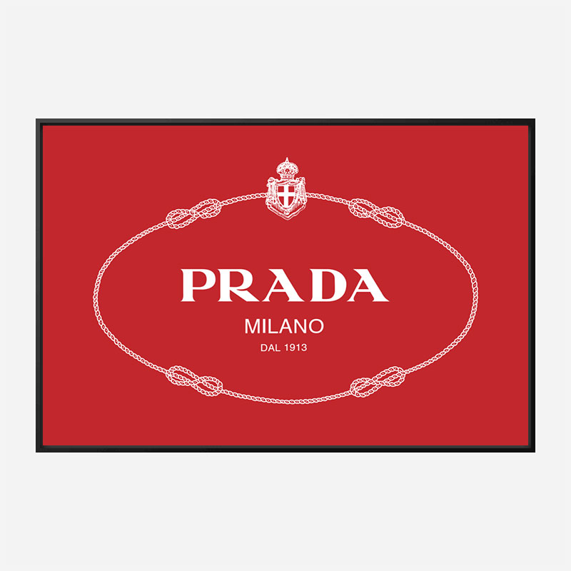 Prada Logo Red and White Wall Art