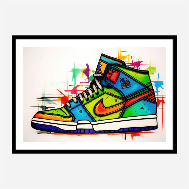 Air Jordon Sneakers Graffiti Style 2 Wall Art