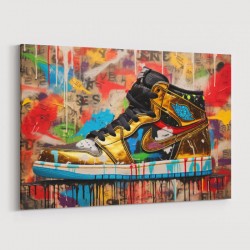 Air Jordon Sneakers Graffiti Style 3 Wall Art