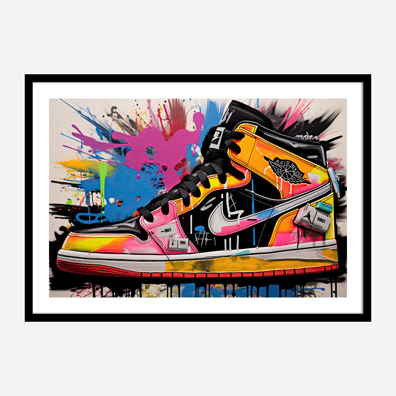 Air Jordon Sneakers Graffiti Style 12 Wall Art