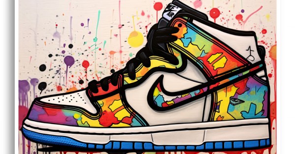 Air Jordon Sneakers Graffiti Style Wall Art