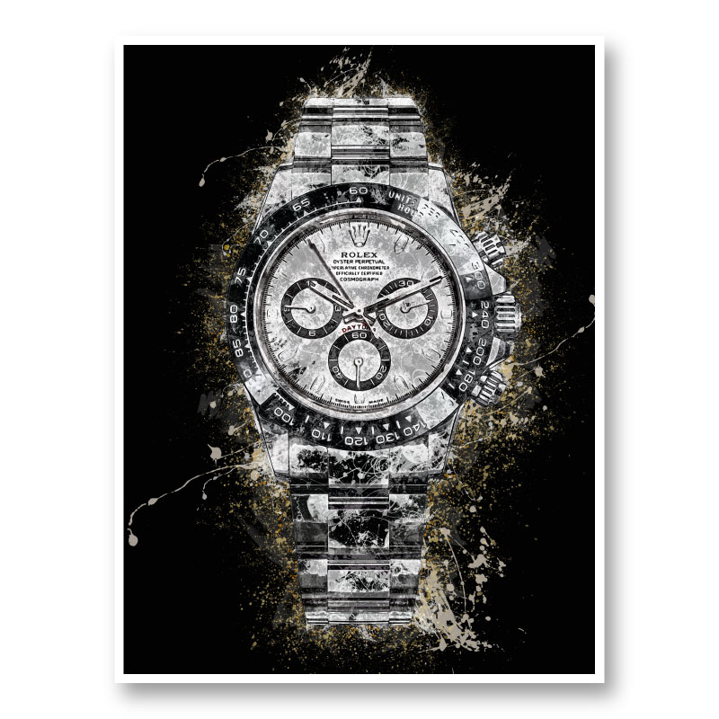 Rolex Daytona Watch Splatter Art Print