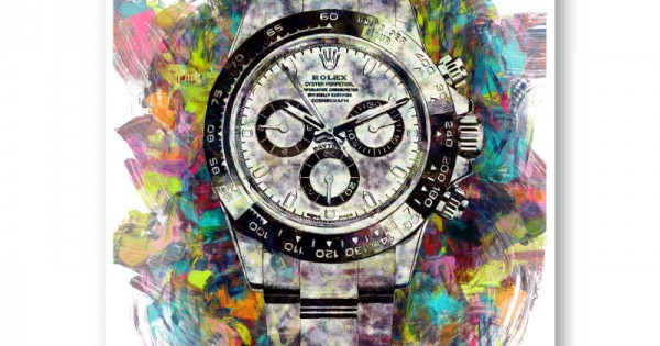 Rolex Daytona Acrylic Brush Art Print
