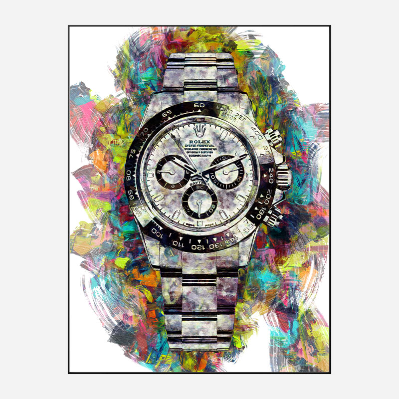 Rolex Daytona Acrylic Brush Art Print