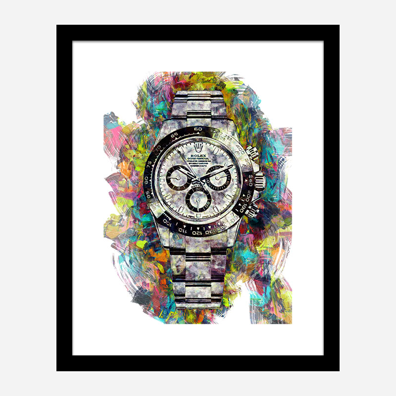 Rolex Daytona Acrylic Brush Art Print