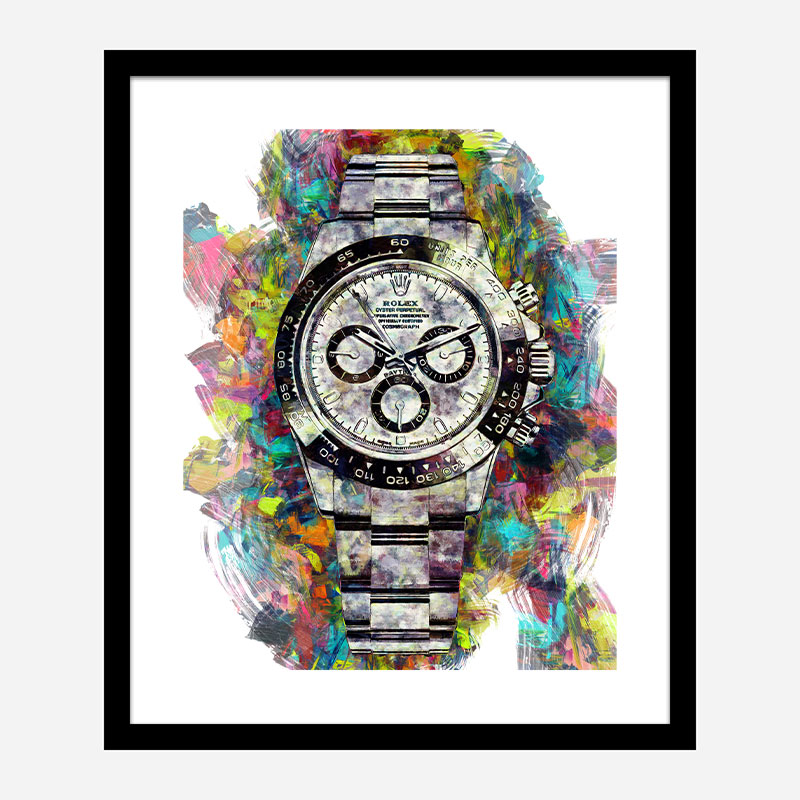 Rolex Daytona Acrylic Brush Art Print