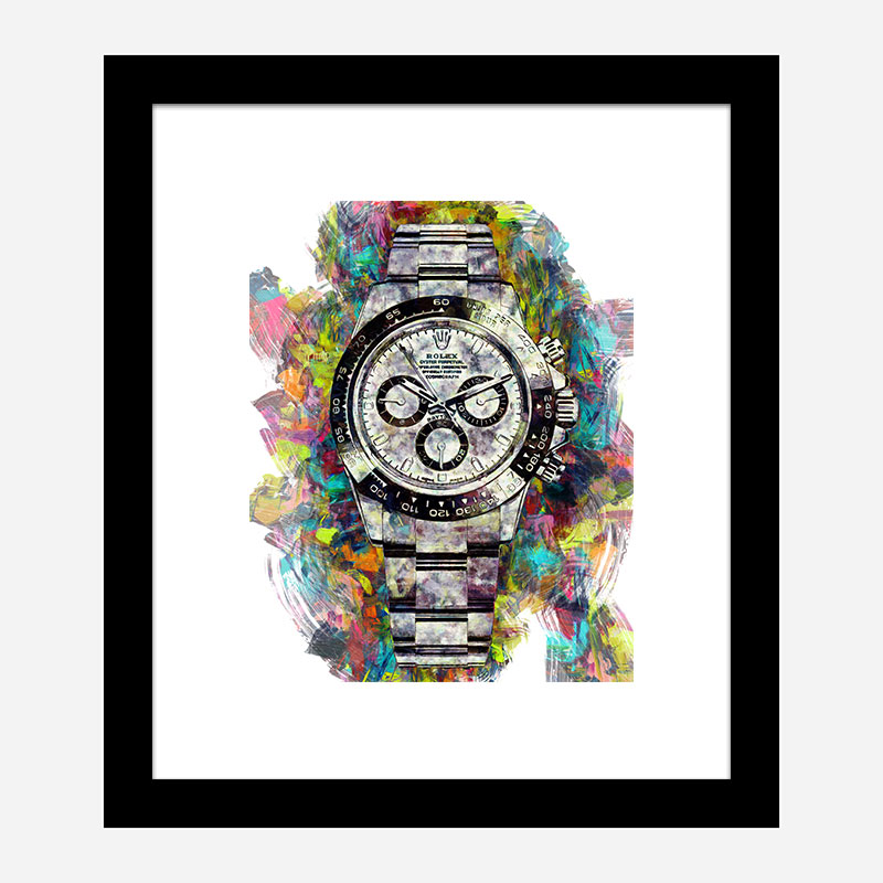 Rolex Daytona Acrylic Brush Art Print