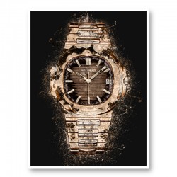 Patek Nautilus Gold On Black Abstract Art Print