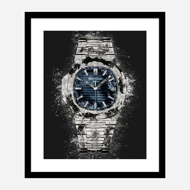 Patek Nautilus On Black Abstract Art Print