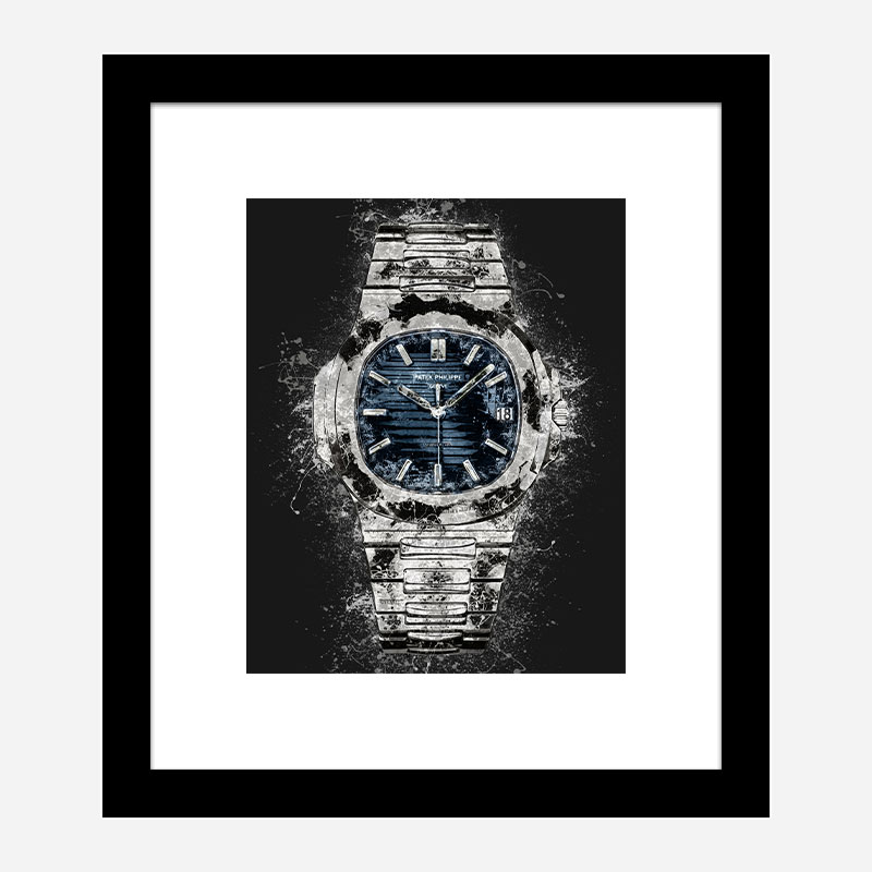 Patek Nautilus On Black Abstract Art Print