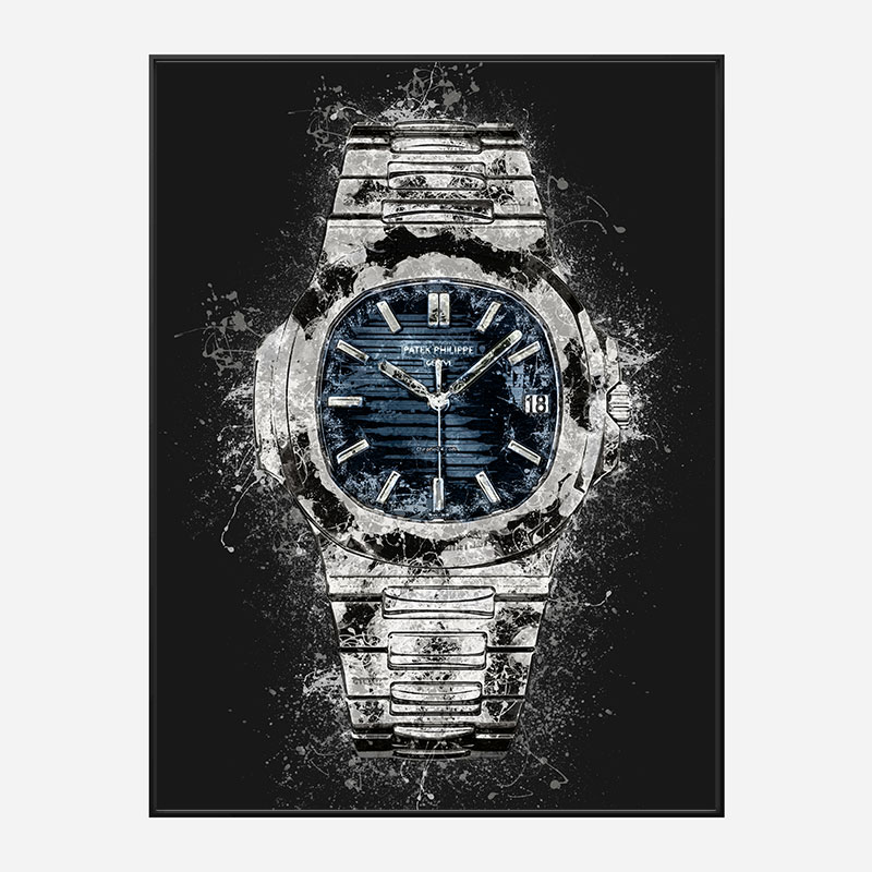 Patek Nautilus On Black Abstract Art Print