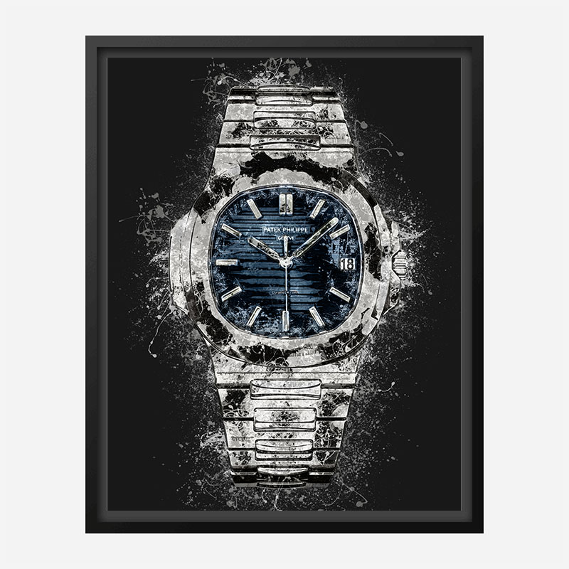 Patek Nautilus On Black Abstract Art Print