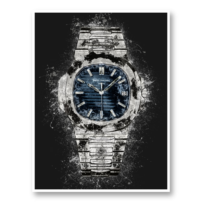 Patek Nautilus On Black Abstract Art Print