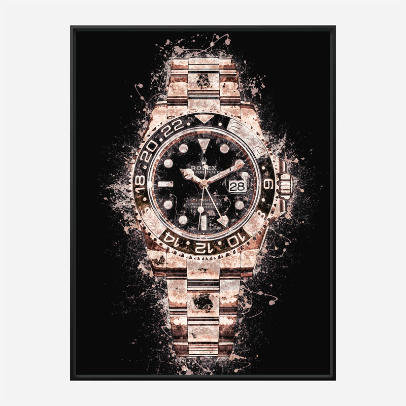 GMT Master Rose Gold On Black Abstract Art Print