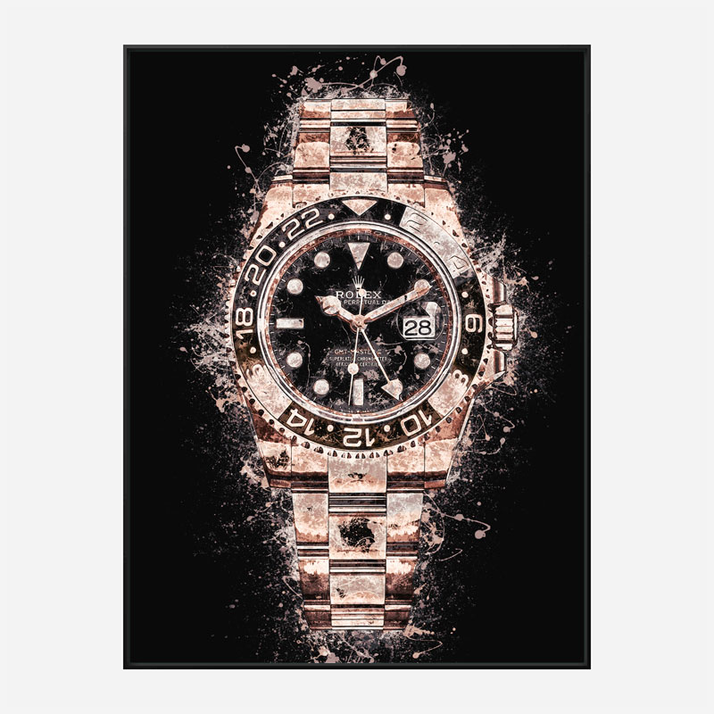 GMT Master Rose Gold On Black Abstract Art Print