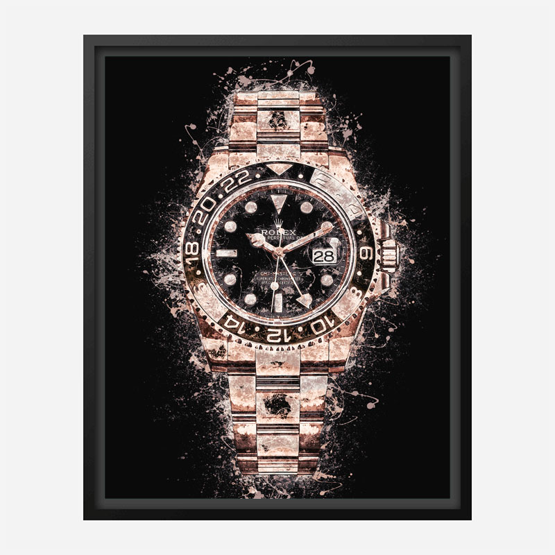 GMT Master Rose Gold On Black Abstract Art Print