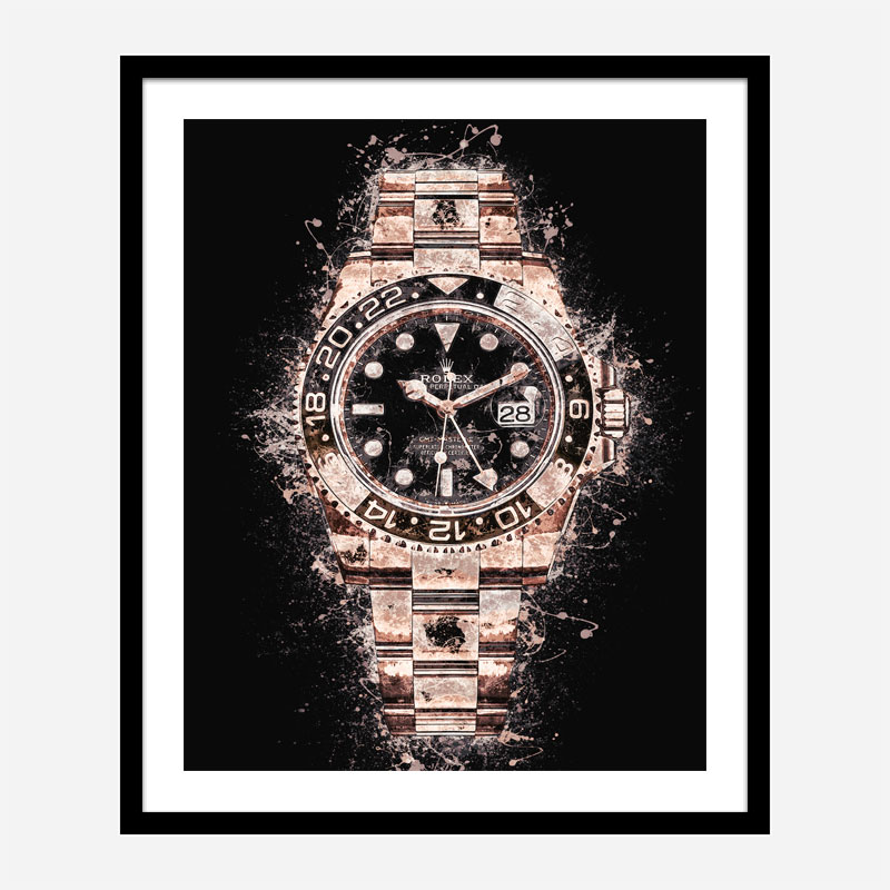 GMT Master Rose Gold On Black Abstract Art Print