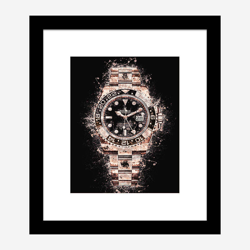 GMT Master Rose Gold On Black Abstract Art Print