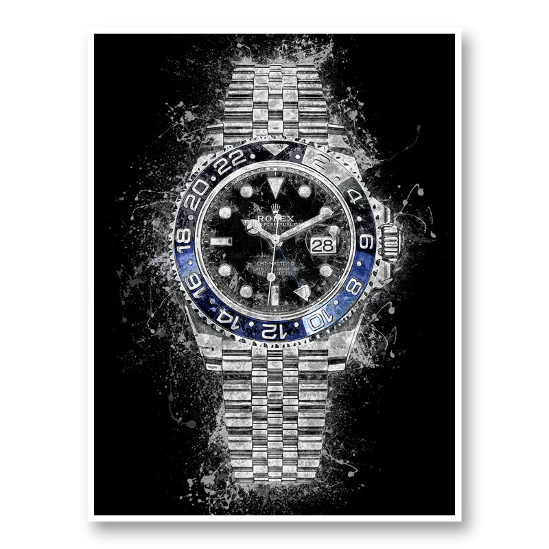 Rolex Batman On Black Abstract Art Print